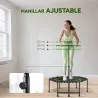 Trampolín de Fitness 114x114x132 cm con Mango Ajustable de 3 Niveles y Marco de Acero Verde y Negro - Ogal.Es