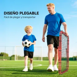 Red de Rebote Plegable con Ángulo Ajustable para Entrenamiento de Fútbol Béisbol y Tenis 100x95x90 cm Rojo - Ogal.Es