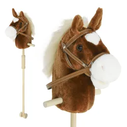 Cabeza de Caballo con Palo de Madera Sonidos y Ruedas Caballo de Juguete 95 cm de Altura Marrón - Ogal.Es