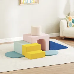 Juego de 8 Bloques de Espuma para Niños con Fundas de Terciopelo Lavables para Escalar y Gatear Multicolor - Ogal.Es