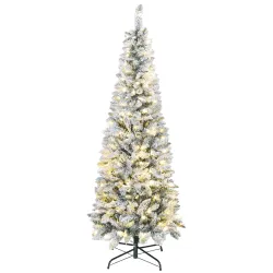 Árbol de Navidad Estrecho 180 cm con Luces LED Bicolores 11 Modos de Iluminación 479 Ramas Verde - Ogal.Es