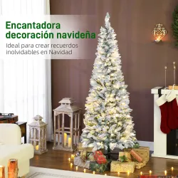 Árbol de Navidad Estrecho 180 cm con Luces LED Bicolores 11 Modos de Iluminación 479 Ramas Verde - Ogal.Es