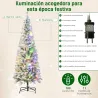 Árbol de Navidad Estrecho 180 cm con Luces LED Bicolores 11 Modos de Iluminación 479 Ramas Verde - Ogal.Es