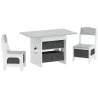 Mesa Infantil con 2 Sillas con 6 Cajones de Tela Diseño Estrellas para Niños y Niñas de 3-8 Años Gris Claro - Ogal.Es