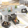 Mesa Infantil con 2 Sillas con 6 Cajones de Tela Diseño Estrellas para Niños y Niñas de 3-8 Años Gris Claro - Ogal.Es