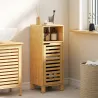 Mueble Auxiliar de Baño Estrecho con Puerta de Lamas Balda Abierto Estante Ajustable 30x30x80 cm Natural - Ogal.Es