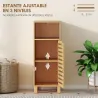 Mueble Auxiliar de Baño Estrecho con Puerta de Lamas Balda Abierto Estante Ajustable 30x30x80 cm Natural - Ogal.Es