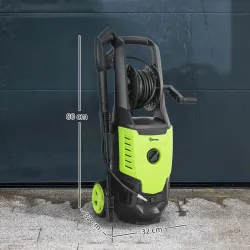 Hidrolimpiadora de Alta Presión 2200W con Accesorios Ángulo Ajustable y Parada Automática 32x32x80 cm Verde y Negro - Ogal.Es