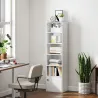 Librería de 5 Niveles Estantería para Libros Moderna con Estantes Abiertos y Puerta 40x30x156 cm Blanco - Ogal.Es