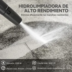 Hidrolimpiadora de Alta Presión 2200W con Accesorios Ángulo Ajustable y Parada Automática 32x32x80 cm Verde y Negro - Ogal.Es