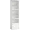 Librería de 5 Niveles Estantería para Libros Moderna con Estantes Abiertos y Puerta 40x30x156 cm Blanco - Ogal.Es