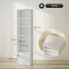 Librería de 5 Niveles Estantería para Libros Moderna con Estantes Abiertos y Puerta 40x30x156 cm Blanco - Ogal.Es