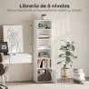 Librería de 5 Niveles Estantería para Libros Moderna con Estantes Abiertos y Puerta 40x30x156 cm Blanco - Ogal.Es