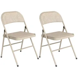 Juego de 2 Sillas Plegables Tapizadas en Lino Sintético con Respaldo y Estructura de Acero para Salón 45x46x78 c... - Ogal.Es