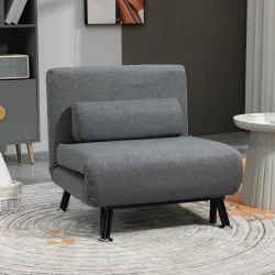 Sofá Cama Individual Plegable con Respaldo Ajustable de 5 Niveles Cojín y Tapizado de Lino Sintético 75x70x75 cm... - Ogal.Es