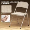 Juego de 2 Sillas Plegables Tapizadas en Lino Sintético con Respaldo y Estructura de Acero para Salón 45x46x78 c... - Ogal.Es
