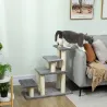 Escalera para Mascotas Ajustable de 3/4 Peldaños Escalera para Gatos con Postes Rascadores Bola Colgante Gris - Ogal.Es
