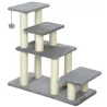 Escalera para Mascotas Ajustable de 3/4 Peldaños Escalera para Gatos con Postes Rascadores Bola Colgante Gris - Ogal.Es