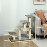 Escalera para Mascotas Ajustable de 3/4 Peldaños Escalera para Gatos con Postes Rascadores Bola Colgante Gris - Ogal.Es