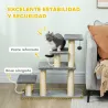 Escalera para Mascotas Ajustable de 3/4 Peldaños Escalera para Gatos con Postes Rascadores Bola Colgante Gris - Ogal.Es