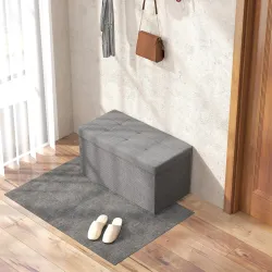 Baúl de Almacenaje para Dormitorio Plegable 84L Tapizado de Lino Sintético con Tapa para Salón 76x38x38 cm Gris ... - Ogal.Es