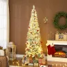 Árbol de Navidad Estrecho 210 cm con Luces LED Bicolores 11 Modos de Iluminación 687 Ramas Verde - Ogal.Es