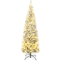 Árbol de Navidad Estrecho 210 cm con Luces LED Bicolores 11 Modos de Iluminación 687 Ramas Verde - Ogal.Es