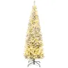 Árbol de Navidad Estrecho 210 cm con Luces LED Bicolores 11 Modos de Iluminación 687 Ramas Verde - Ogal.Es