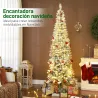 Árbol de Navidad Estrecho 210 cm con Luces LED Bicolores 11 Modos de Iluminación 687 Ramas Verde - Ogal.Es