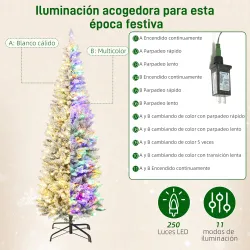 Árbol de Navidad Estrecho 210 cm con Luces LED Bicolores 11 Modos de Iluminación 687 Ramas Verde - Ogal.Es