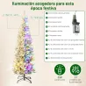 Árbol de Navidad Estrecho 210 cm con Luces LED Bicolores 11 Modos de Iluminación 687 Ramas Verde - Ogal.Es