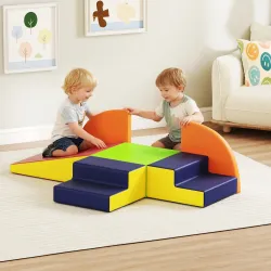 Juego de 6 Bloques de Espuma para Niños con Base Antideslizante para Escalar y Gatear Multicolor - Ogal.Es