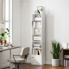 Librería de 7 Niveles Estantería para Libros Moderna con Estantes Abiertos y Puerta 40x30x180 cm Blanco - Ogal.Es