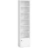 Librería de 7 Niveles Estantería para Libros Moderna con Estantes Abiertos y Puerta 40x30x180 cm Blanco - Ogal.Es