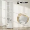 Librería de 7 Niveles Estantería para Libros Moderna con Estantes Abiertos y Puerta 40x30x180 cm Blanco - Ogal.Es