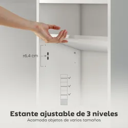 Librería de 7 Niveles Estantería para Libros Moderna con Estantes Abiertos y Puerta 40x30x180 cm Blanco - Ogal.Es