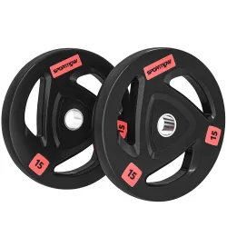 Juego de 2 Discos de Pesas Olímpicos de 15 kg Agujero 50 mm de Hierro Fundido para Entrenamiento de Fuerza Negro - Ogal.Es