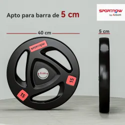 Juego de 2 Discos de Pesas Olímpicos de 15 kg Agujero 50 mm de Hierro Fundido para Entrenamiento de Fuerza Negro - Ogal.Es