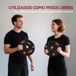 Juego de 2 Discos de Pesas Olímpicos de 15 kg Agujero 50 mm de Hierro Fundido para Entrenamiento de Fuerza Negro - Ogal.Es