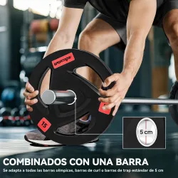 Juego de 2 Discos de Pesas Olímpicos de 15 kg Agujero 50 mm de Hierro Fundido para Entrenamiento de Fuerza Negro - Ogal.Es
