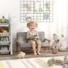 Sofá para Niños de 2 Plazas Sillón Infantil de Felpa Suave Estructura de Madera para Niños de 3-8 Años Gris - Ogal.Es