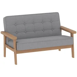 Sofá para Niños de 2 Plazas Sillón Infantil de Felpa Suave Estructura de Madera para Niños de 3-8 Años Gris - Ogal.Es
