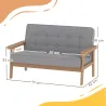 Sofá para Niños de 2 Plazas Sillón Infantil de Felpa Suave Estructura de Madera para Niños de 3-8 Años Gris - Ogal.Es
