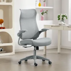 Silla de Oficina Ergonómica Giratoria de Malla con Soporte Lumbar Reposabrazos Abatibles Reposacabezas Basculant... - Ogal.Es