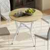 Mesa de Comedor Redonda para 2 Personas Mesa de Cocina Industrial Patas Curvadas de Acero 90x90x76 cm Natural y ... - Ogal.Es
