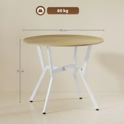 Mesa de Comedor Redonda para 2 Personas Mesa de Cocina Industrial Patas Curvadas de Acero 90x90x76 cm Natural y ... - Ogal.Es