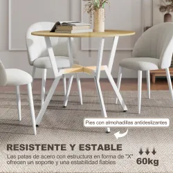 Mesa de Comedor Redonda para 2 Personas Mesa de Cocina Industrial Patas Curvadas de Acero 90x90x76 cm Natural y ... - Ogal.Es