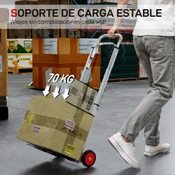 Carretilla de Mano Plegable de Aluminio Carga 90 kg con Ruedas Mango Telescópico Ajustable 40x41x108 cm Plata y ... - Ogal.Es