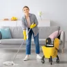 Cubo de Fregona con Ruedas y Escurridor Desmontable de Prensa Capacidad 26L Incluye Fregona y Asa Amarillo - Ogal.Es