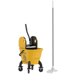 Cubo de Fregona con Ruedas y Escurridor Desmontable de Prensa Capacidad 26L Incluye Fregona y Asa Amarillo - Ogal.Es